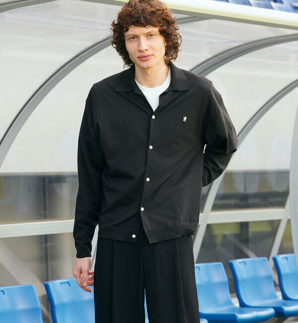 GYMPHLEX「Gymphlex | ジャージー ポロカーディガン MEN」|ニット・セーター|BLACK