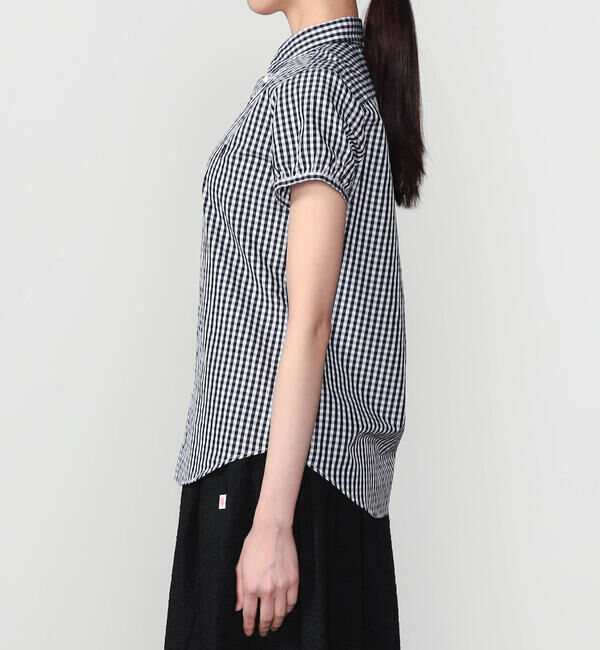 GYMPHLEX「Gymphlex | コットン フレンチスリーブシャツ GINGHAM WOMEN」|シャツ・ブラウス|