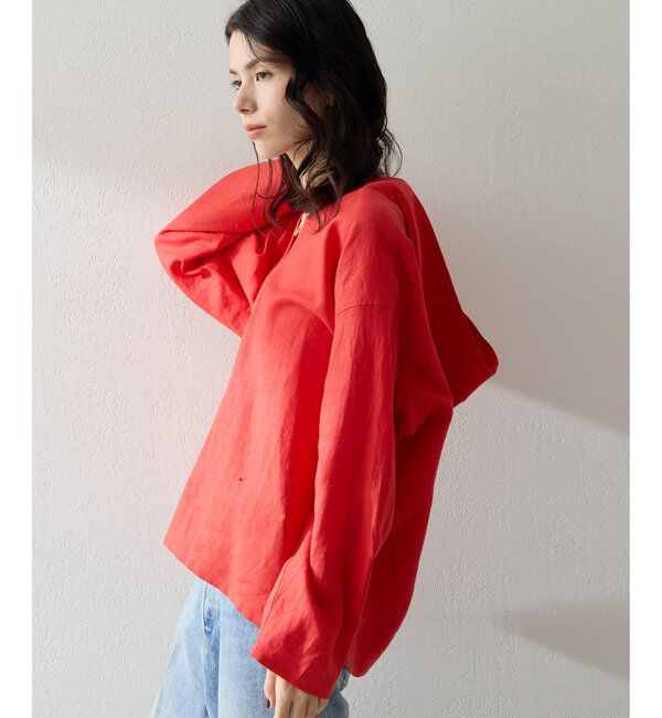 「リネンフードプルオーバー」|シャツ・ブラウス|レッド