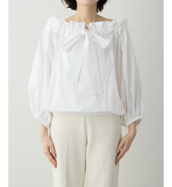  「コットンタイプライターギャザーブラウス」|シャツ・ブラウス|