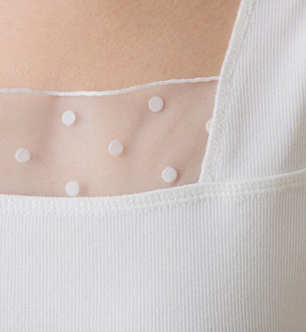  「 シアー切り替えスクエアタンクトップ」|Tシャツ・カットソー|