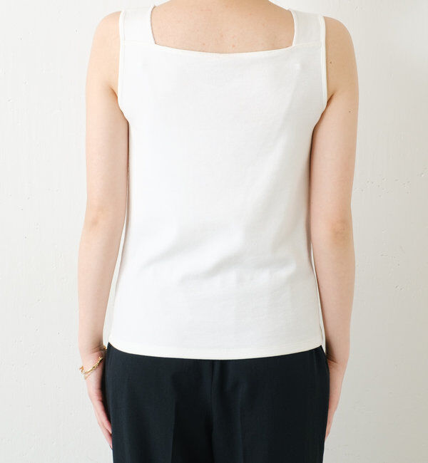  「 シアー切り替えスクエアタンクトップ」|Tシャツ・カットソー|