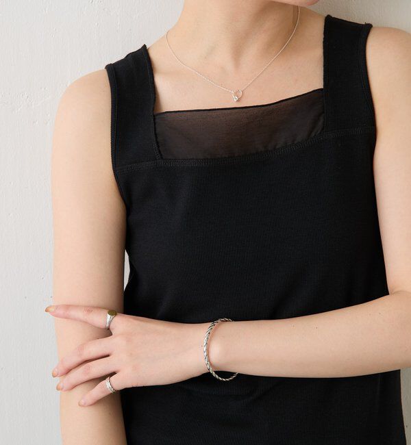  「 シアー切り替えスクエアタンクトップ」|Tシャツ・カットソー|