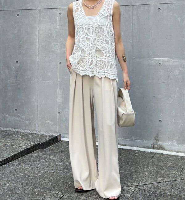  「【累計販売数3万枚突破/21色4サイズ展開！】タックワイドパンツ」|チノ|