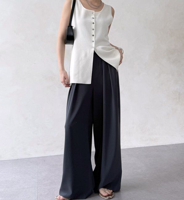  「【累計販売数3万枚突破/21色4サイズ展開！】タックワイドパンツ」|チノ|