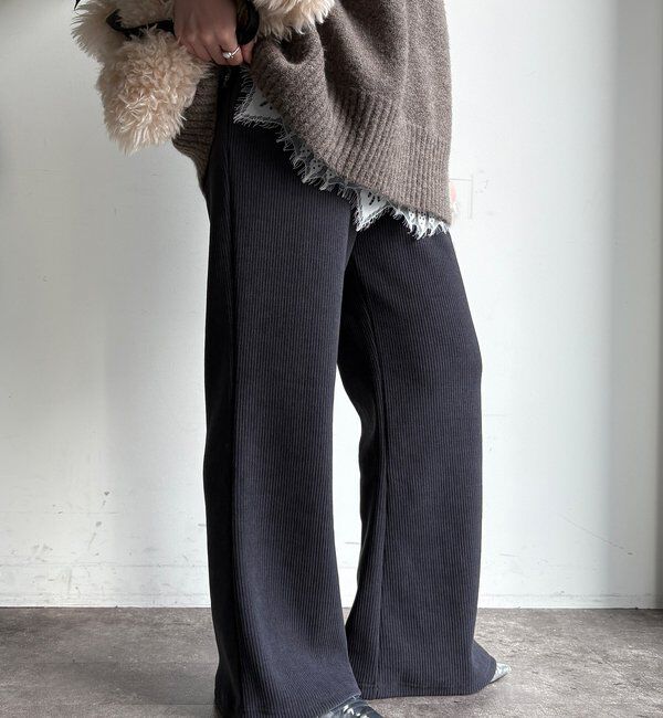  「ニットコーデュロイセミフレアイージーパンツ」|チノ|