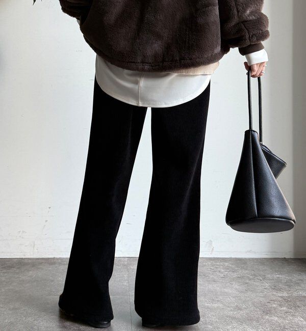  「ニットコーデュロイセミフレアイージーパンツ」|チノ|