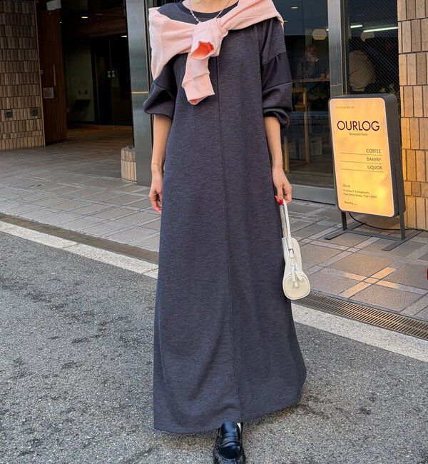  「【インフルエンサーSAKURA企画】リネンライクエアリー袖切替ワンピース」|ワンピース|