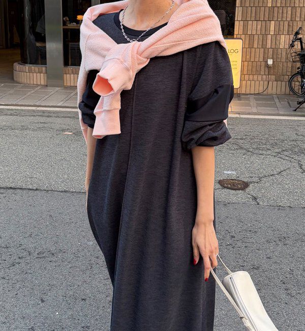  「【インフルエンサーSAKURA企画】リネンライクエアリー袖切替ワンピース」|ワンピース|