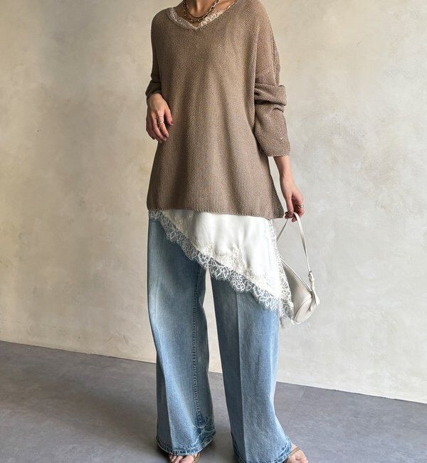  「前後2WAY鹿の子編みプルオーバー」|ニット・セーター|