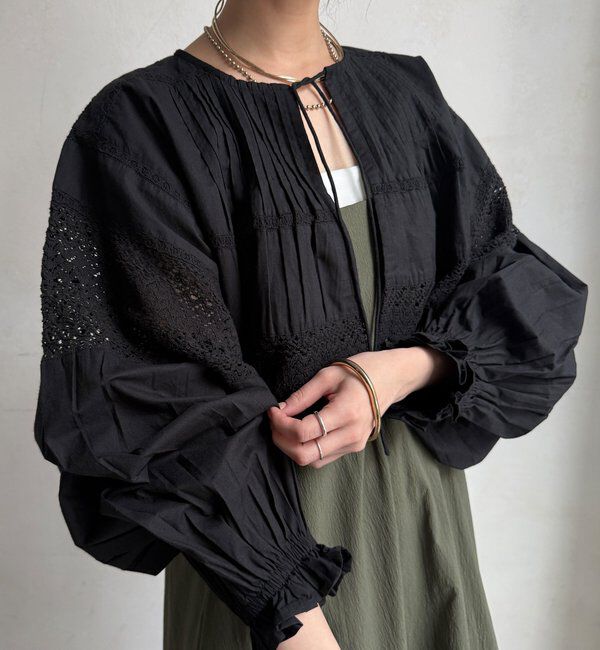  「インドレースボレロブラウス」|シャツ・ブラウス|ブラック