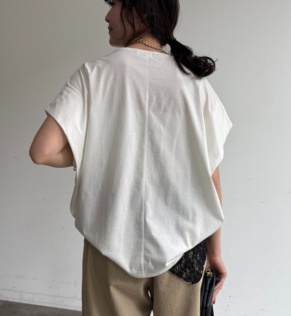  「袖タックフレンチメタリックロゴTEE」|Tシャツ・カットソー|