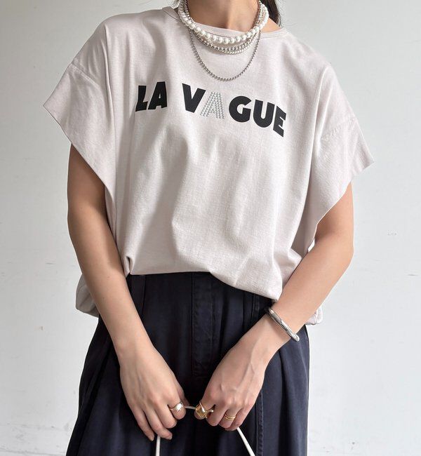  「袖タックフレンチメタリックロゴTEE」|Tシャツ・カットソー|エクリュ