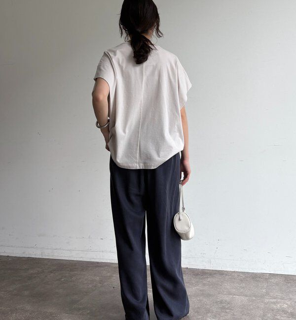  「袖タックフレンチメタリックロゴTEE」|Tシャツ・カットソー|