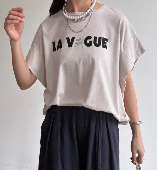  「袖タックフレンチメタリックロゴTEE」|Tシャツ・カットソー|