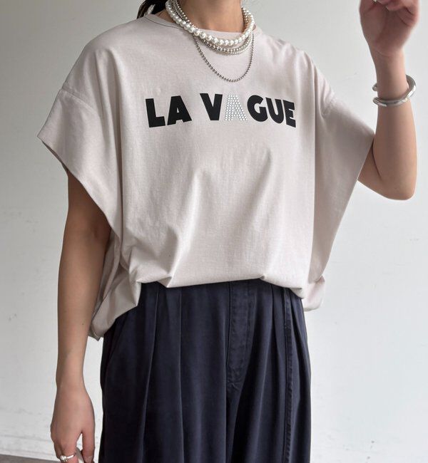  「袖タックフレンチメタリックロゴTEE」|Tシャツ・カットソー|