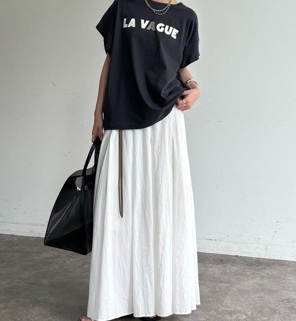  「袖タックフレンチメタリックロゴTEE」|Tシャツ・カットソー|