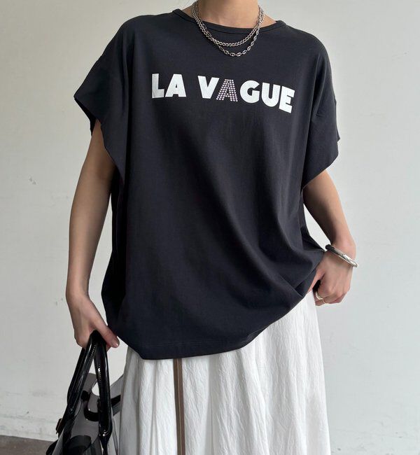  「袖タックフレンチメタリックロゴTEE」|Tシャツ・カットソー|