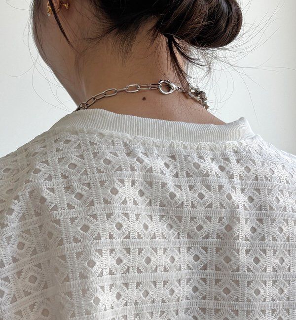  「【WEB限定】レース&times;オーガンジーフリルプルオーバー」|Tシャツ・カットソー|