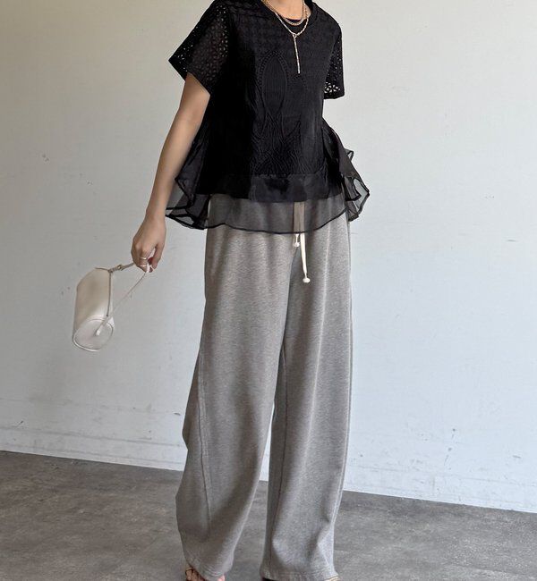  「【WEB限定】レース&times;オーガンジーフリルプルオーバー」|Tシャツ・カットソー|