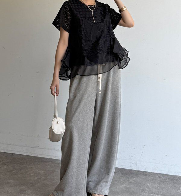  「【WEB限定】レース&times;オーガンジーフリルプルオーバー」|Tシャツ・カットソー|