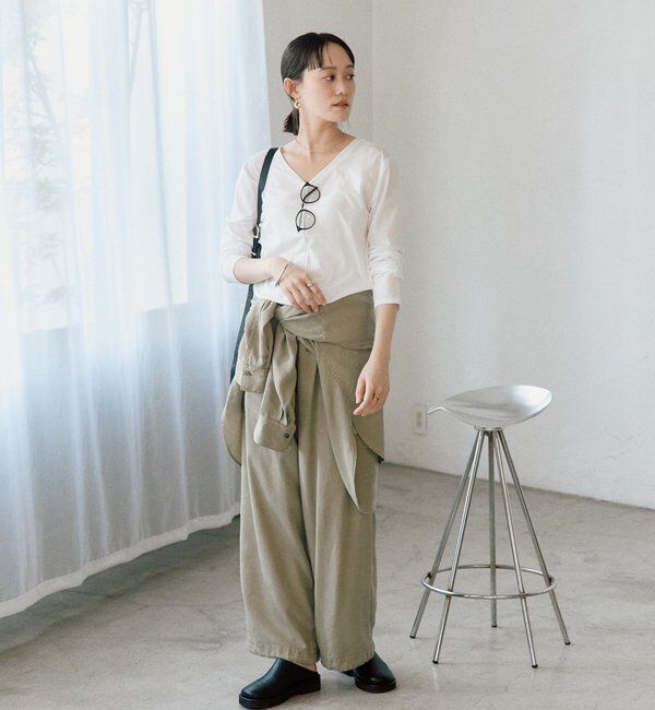  「【セットアップ可/こなれ感抜群】ガーメントダイ2wayワイドパンツ」|チノ|