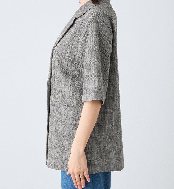  「予約【こなれた印象に】バンピーチェックハーフスリーブジャケット」|テーラードジャケット|