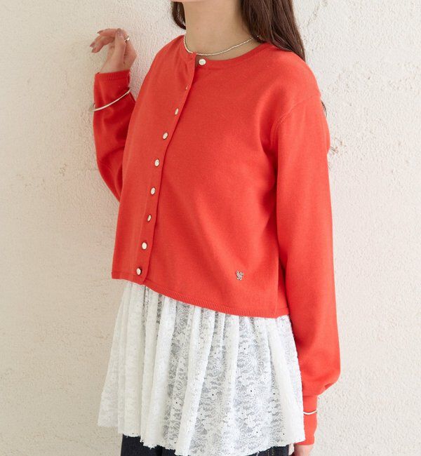  「デイリーショートカーディガン」|カーディガン|レッド