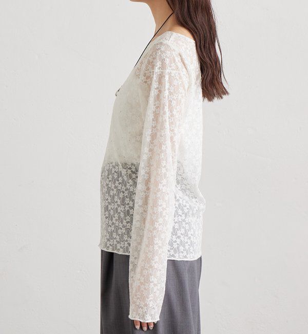  「シャイニーレースロングTシャツ」|Tシャツ・カットソー|