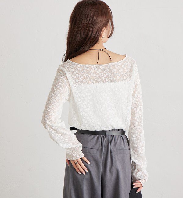  「シャイニーレースロングTシャツ」|Tシャツ・カットソー|
