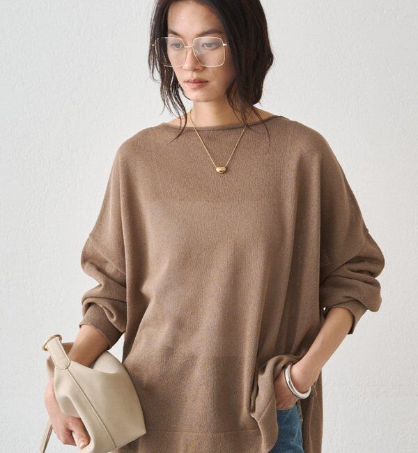  「和紙天竺ニット」|ニット・セーター|ブラウン