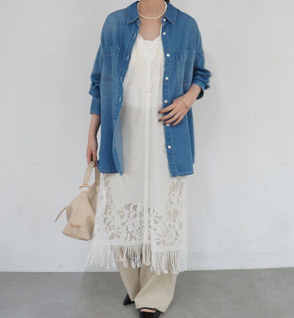  「【サイズ展開あり/初夏まで着られる】フルイドデニムシャツ」|シャツ・ブラウス|