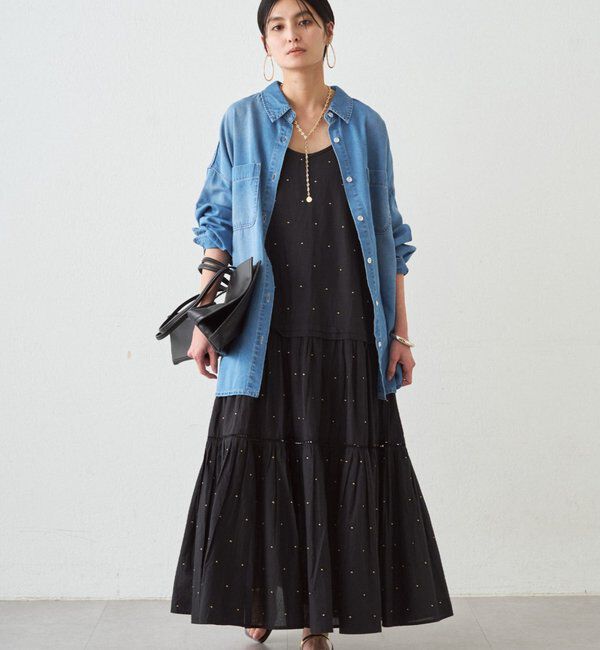  「【サイズ展開あり/初夏まで着られる】フルイドデニムシャツ」|シャツ・ブラウス|