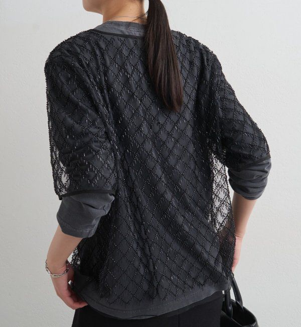  「ビーズシアーハーフスリーブブラウス」|シャツ・ブラウス|