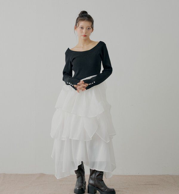  「【SALON by Chico】タックチュールドッキングロングワンピース」|ワンピース|