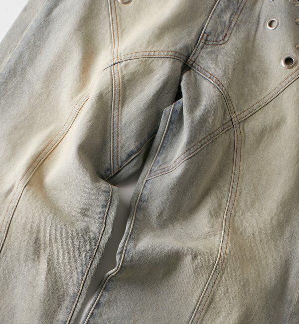  「アイレットスタッズスウィッチングブラストワイドデニム」|デニム|