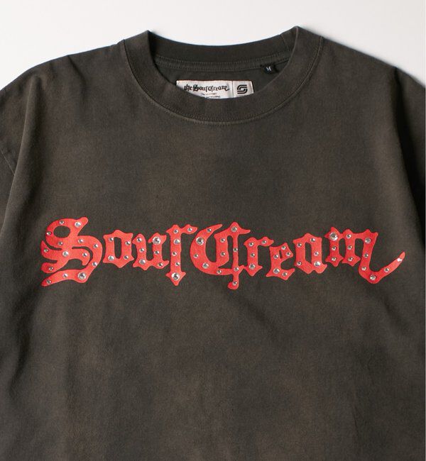  「【Sourcream】ラインストーンTシャツ」|Tシャツ・カットソー|チャコールグレー