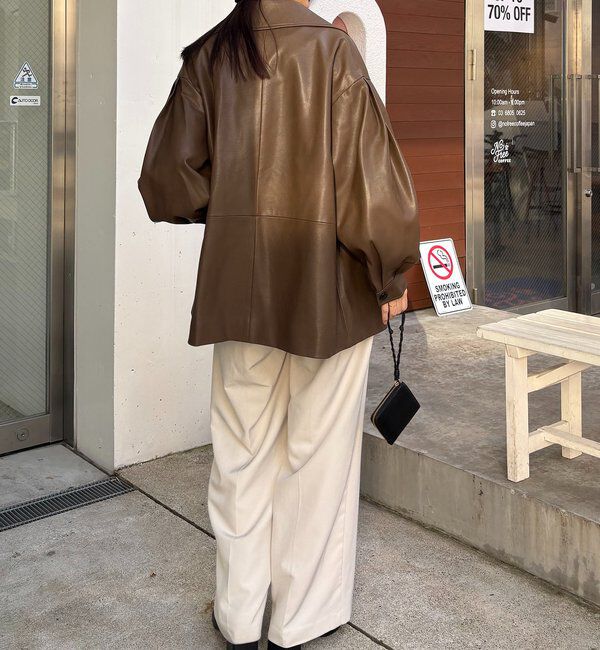  「【サイズ展開あり】レザーミドルコート」|その他|