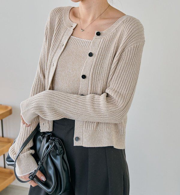  「メランジキャミSETカーディガン」|カーディガン|