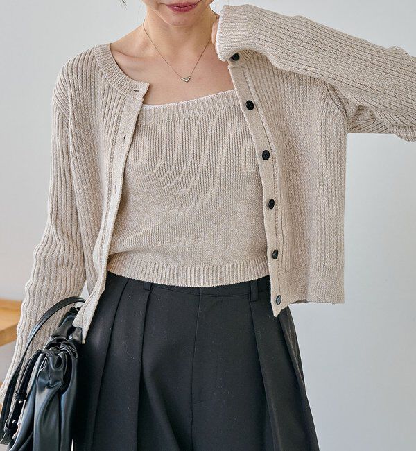  「メランジキャミSETカーディガン」|カーディガン|