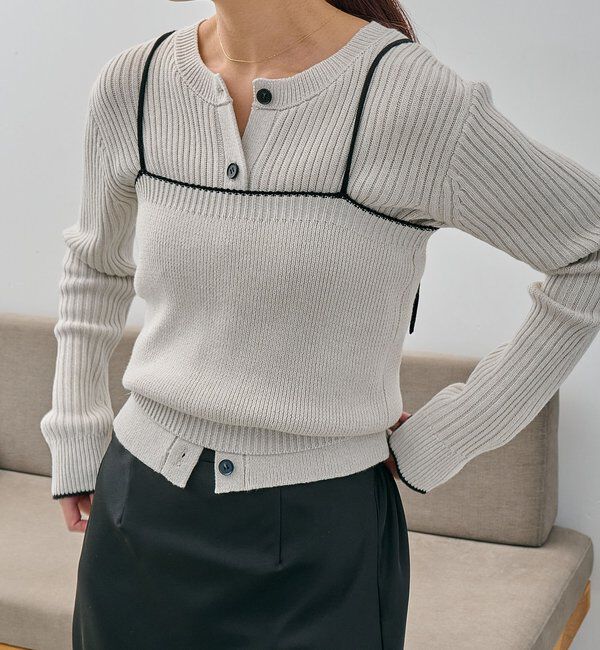  「メランジキャミSETカーディガン」|カーディガン|