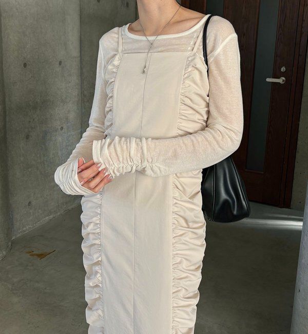  「【セレモニーシーンにも◎】ギャザーキャミワンピース」|ワンピース|