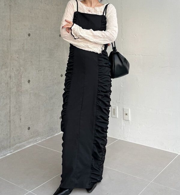  「【セレモニーシーンにも◎】ギャザーキャミワンピース」|ワンピース|