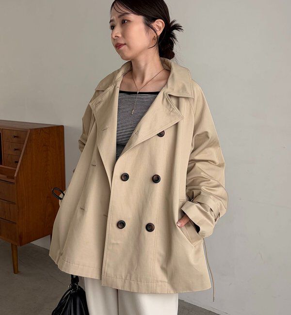  「【サイズ展開あり】バックギャザーコート」|その他|ベージュ