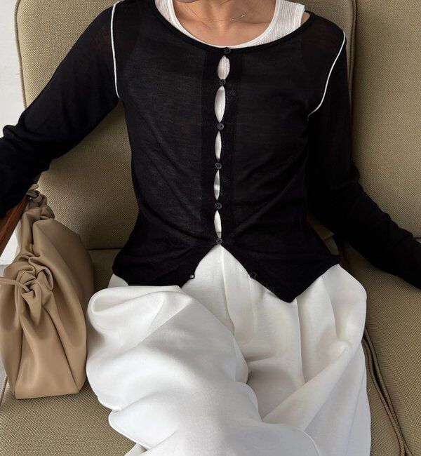  「タンクSETアームラインカーディガン」|カーディガン|ブラック