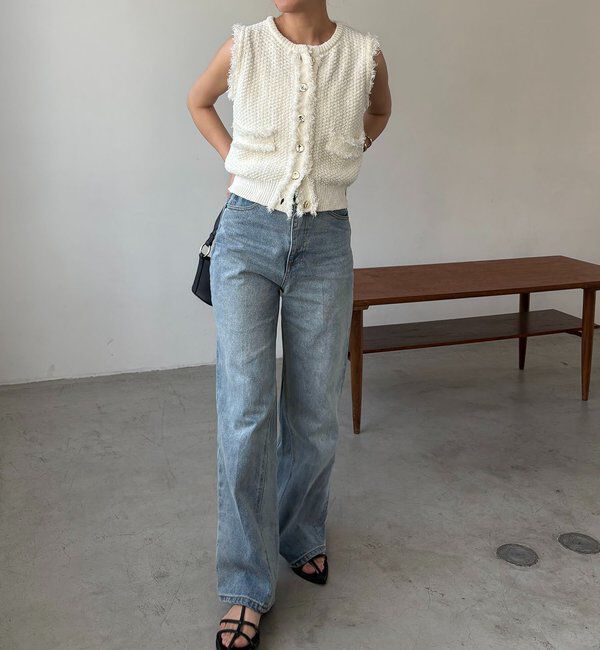  「ツイードライクフリンジベスト」|ニット・セーター|