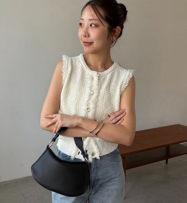  「ツイードライクフリンジベスト」|ニット・セーター|