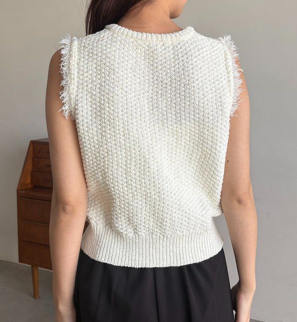  「ツイードライクフリンジベスト」|ニット・セーター|