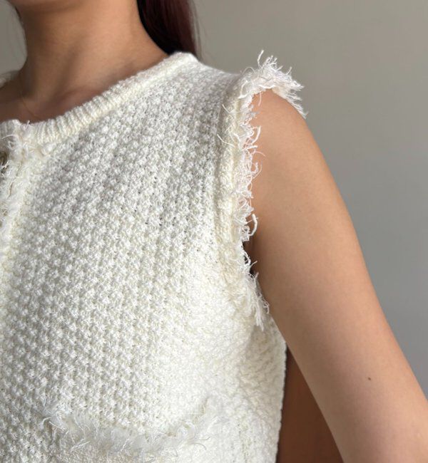  「ツイードライクフリンジベスト」|ニット・セーター|