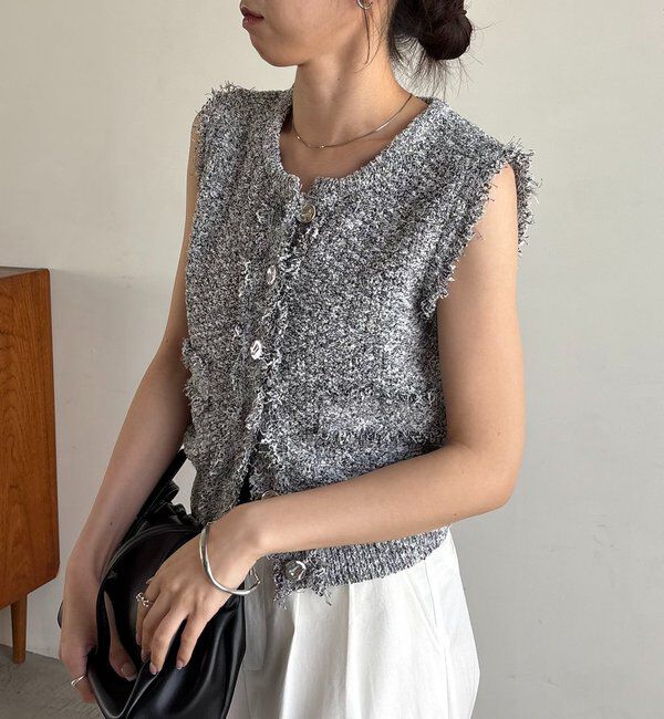  「ツイードライクフリンジベスト」|ニット・セーター|